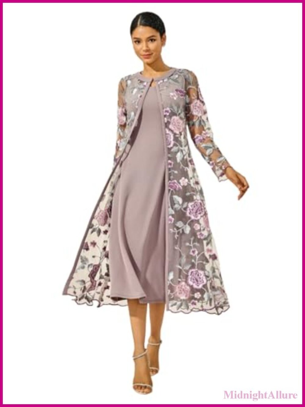 Women's 2 Piece Maxi Dress & Cardigan Set Lace Ruffle Wedding Guest Formal